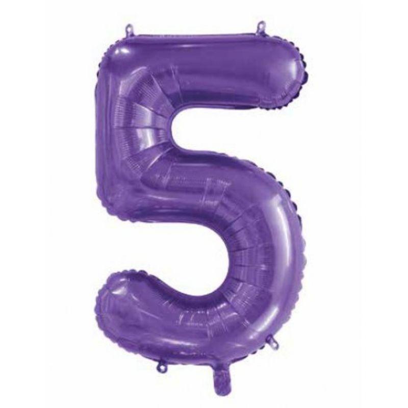 Purple #5 Foil Balloon - 86cm