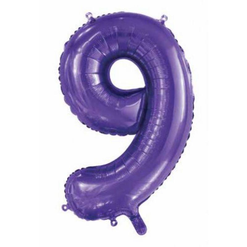 Purple #9 Foil Balloon - 86cm