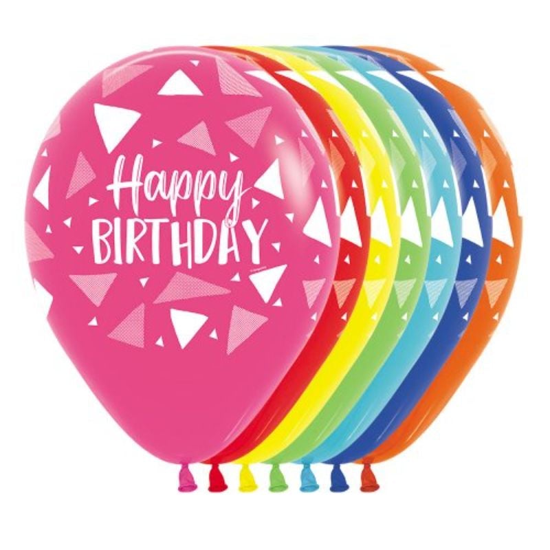 Happy Birthday Triangles Sempertex Balloon - 30cm