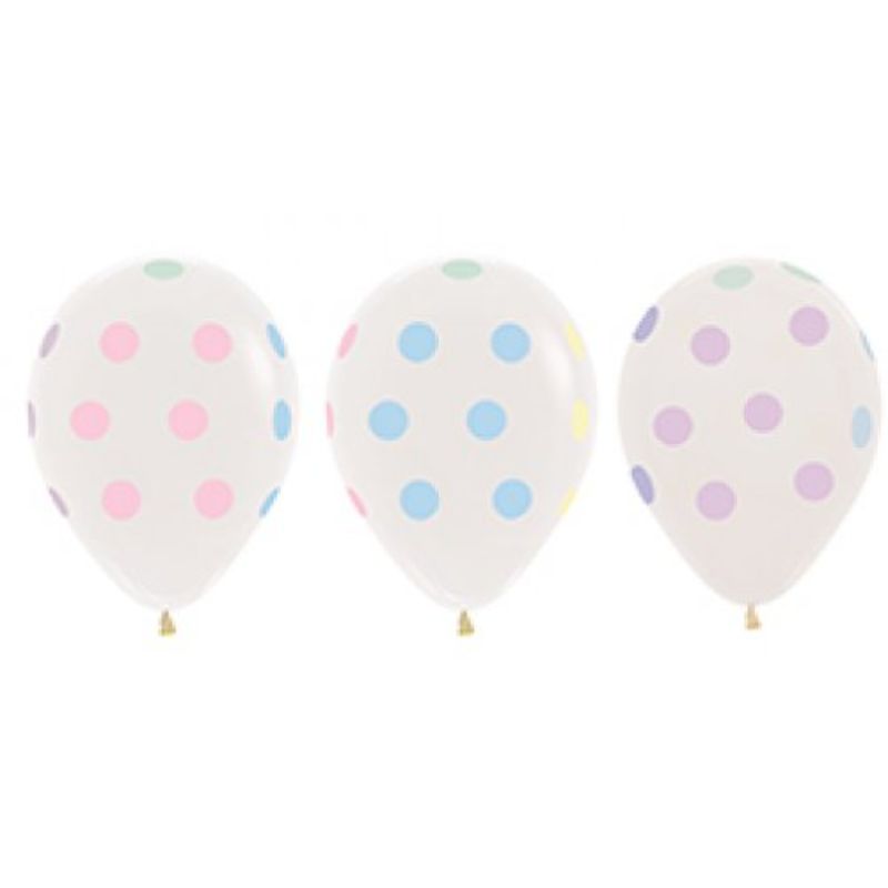 Polka Dots Crystal Pastel Ink Sempertex Latex Balloon - 30cm