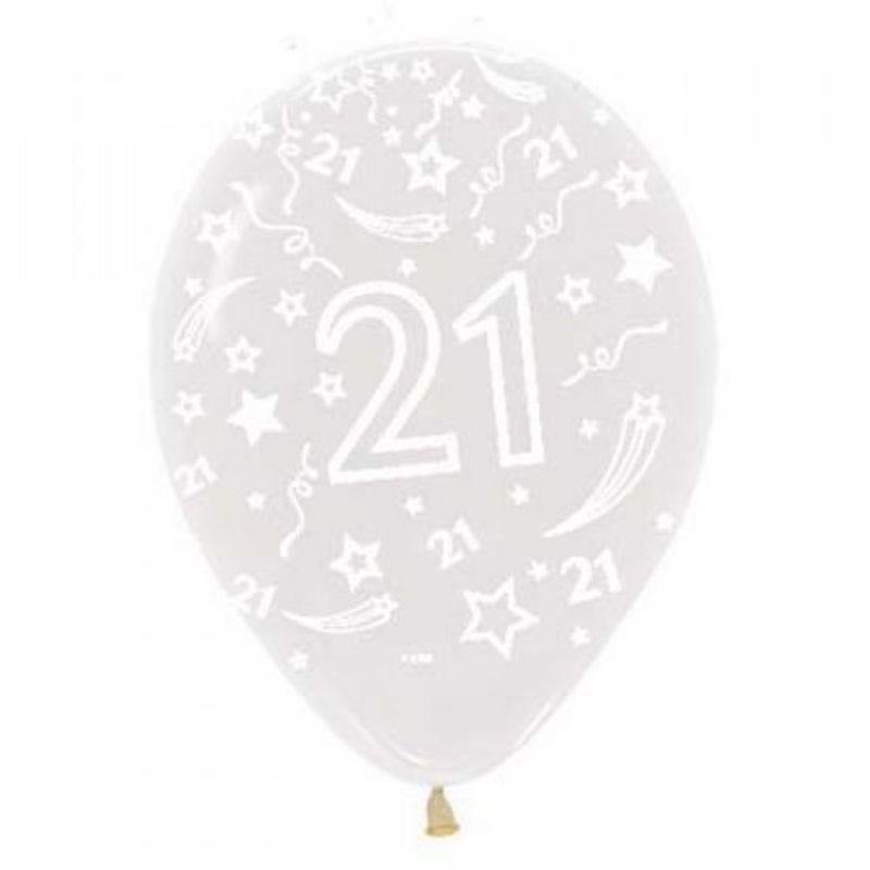 Clear Crystal 21 Latex Balloon - 30cm - The Base Warehouse