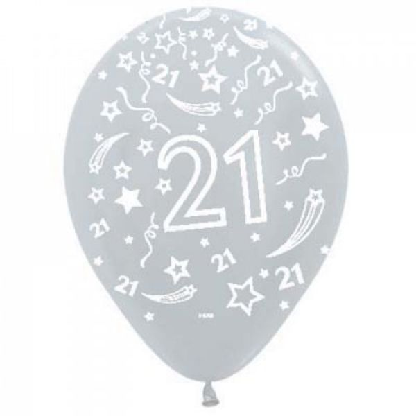 50 Pack Satin Silver Sempertex 21 Balloon - 30cm