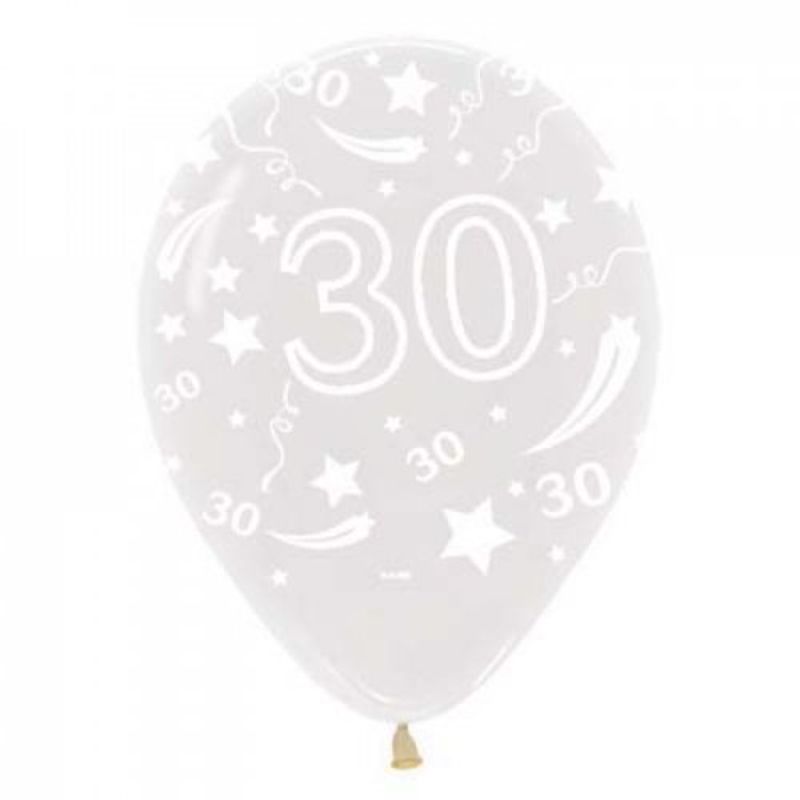 Crystal Clear 30 Birthday Latex Balloon - 30cm