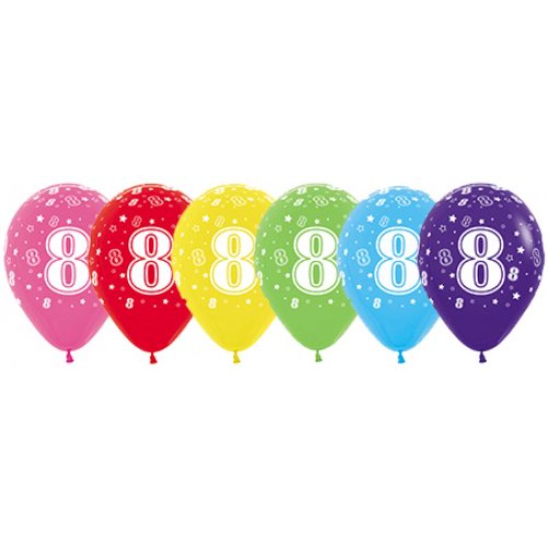 Fashion Assorted Sempertex Printed 8 Latex Balloon - 30cm