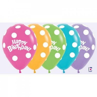 Polka Dot Birthday Fashion Latex Balloon - 30cm - The Base Warehouse