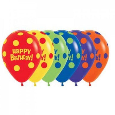 Polka Dot Birthday Latex Balloon - 30cm - The Base Warehouse
