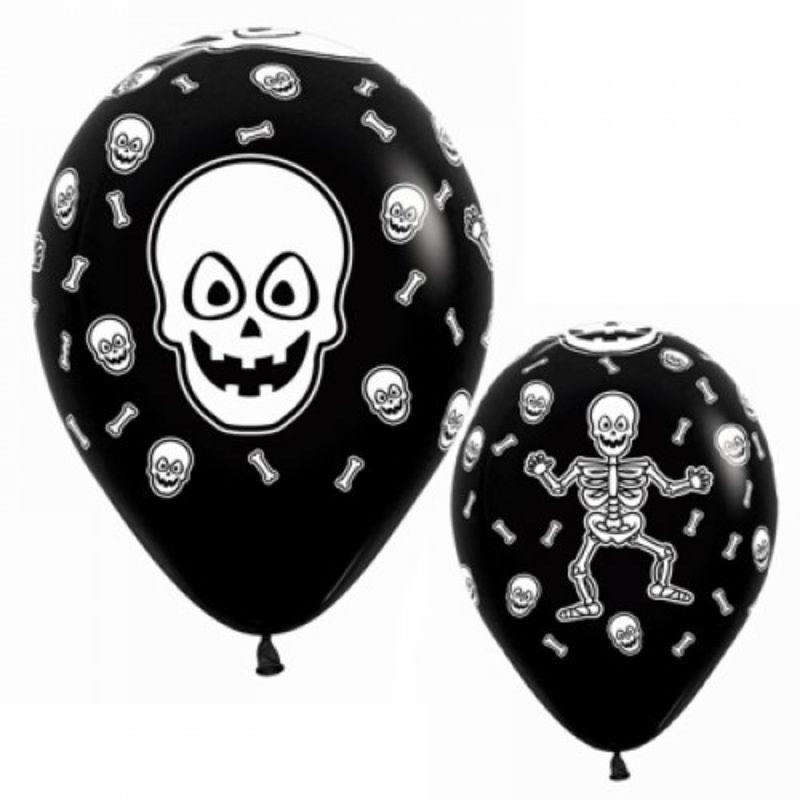 Flash Black Skeleton Latex Balloon - 30cm