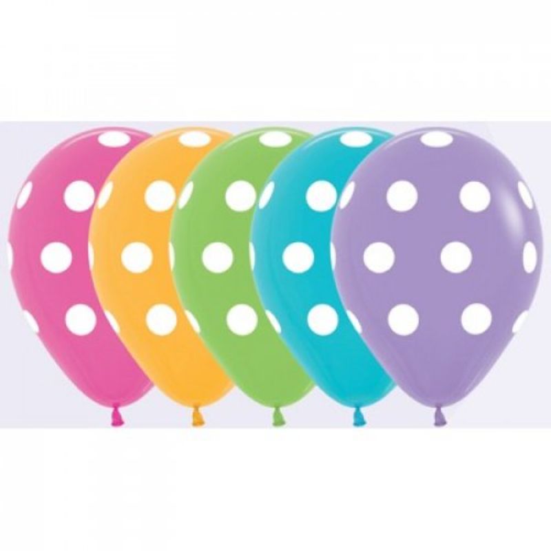 White Polka Dots Latex Balloon - 30cm
