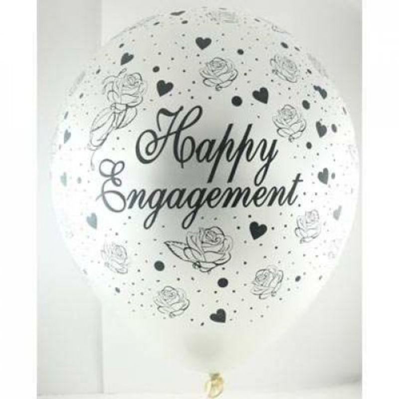 Pearl Silver Happy Engagement Print Latex Balloon - 30cm