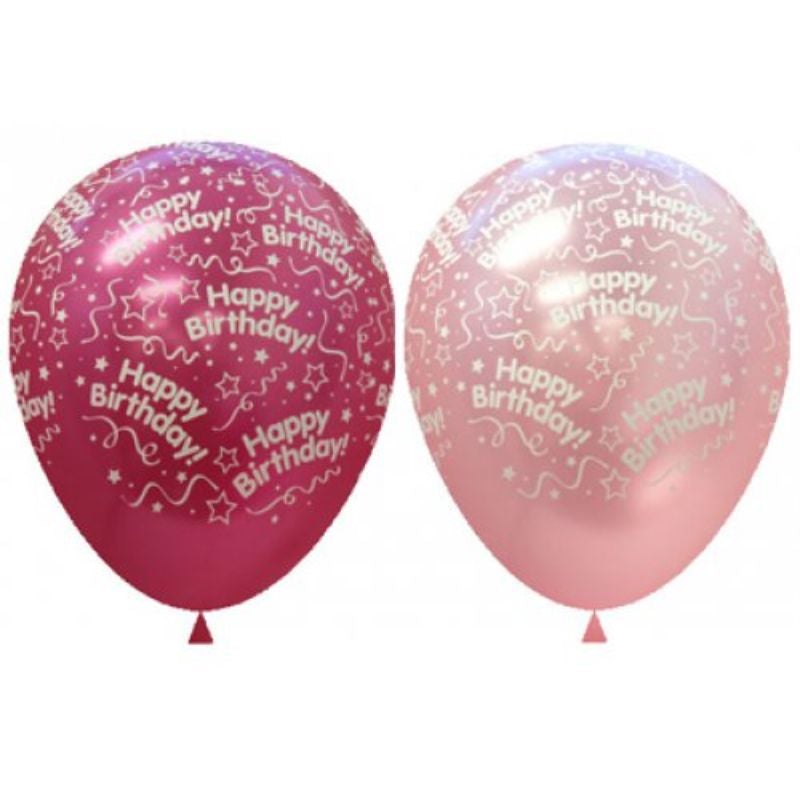 Happy Birthday Metallic Pinks Sempertex Balloon - 30cm