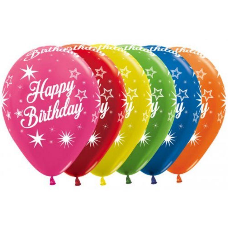 Happy Birthday Sparkle Metallic Latex Balloon - 30cm - The Base Warehouse