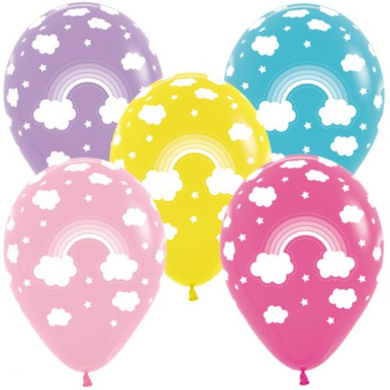 Rainbow Print Latex Balloon - 30cm