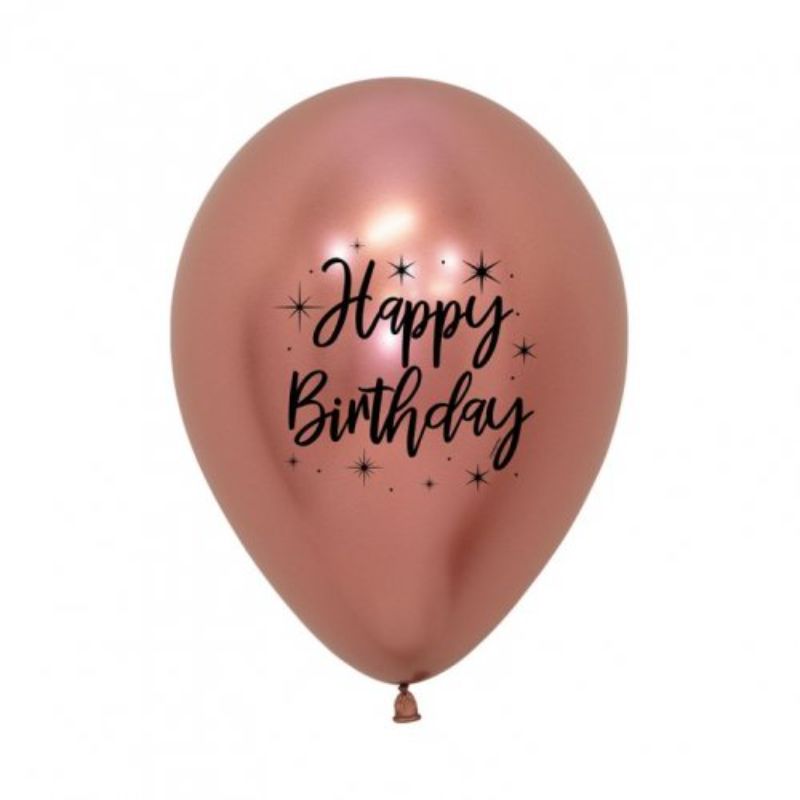 Rose Gold Radiant Happy Birthday 2 Sided Latex Balloon - 30cm