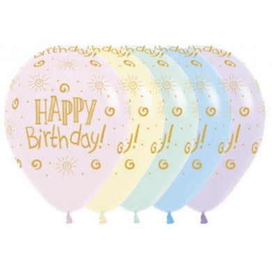 Happy Birthday Sunshine Pastel Matte Latex Balloon - 30cm - The Base Warehouse