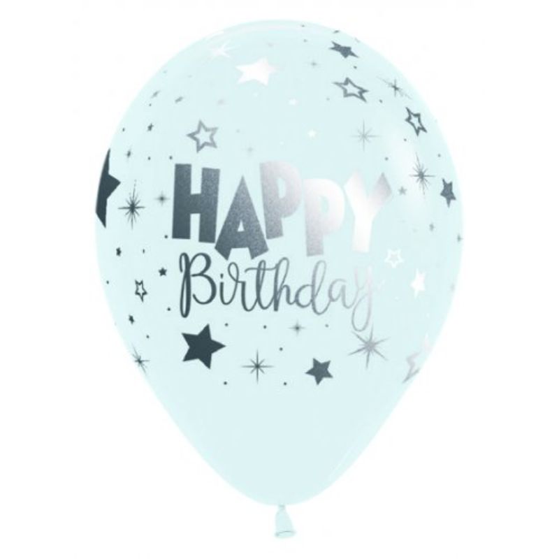 White Fantasy Fashion Happy Birthday Latex Balloon - 30cm
