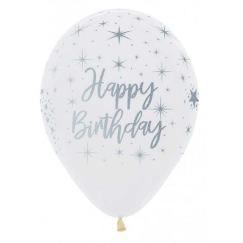 Radiant Crystal Clear Happy Birthday Latex Balloon - 30cm