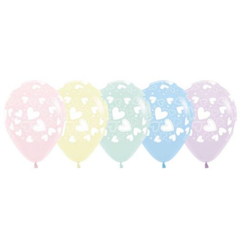 Hearts Pastel Matte Latex Balloon - 30cm - The Base Warehouse