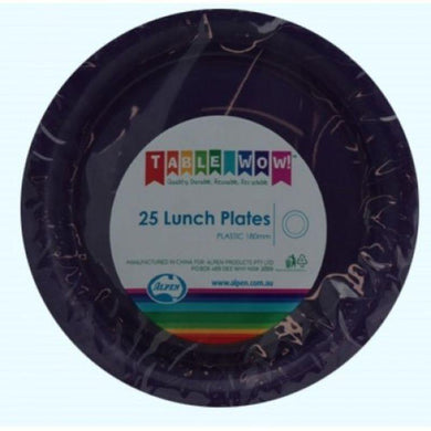 25 Pack Purple Plastic Lunch Plates - 18cm - The Base Warehouse