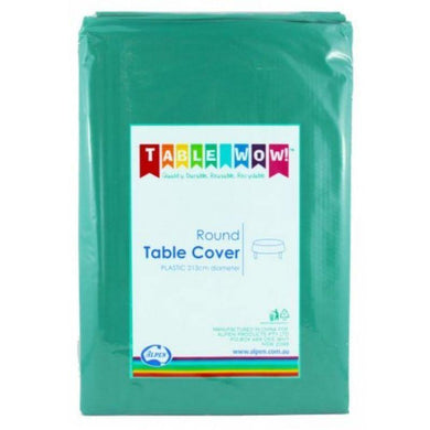 Teal Plastic Round Tablecover - 213cm - The Base Warehouse