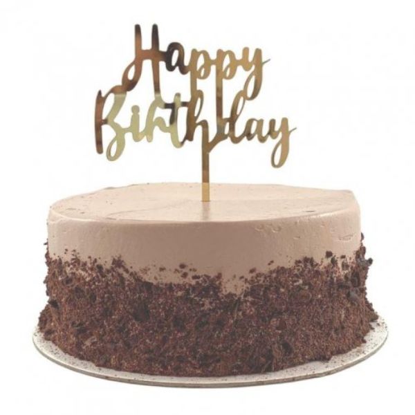 Gold Acrylic Happy Birthday Cake Topper - 2mm
