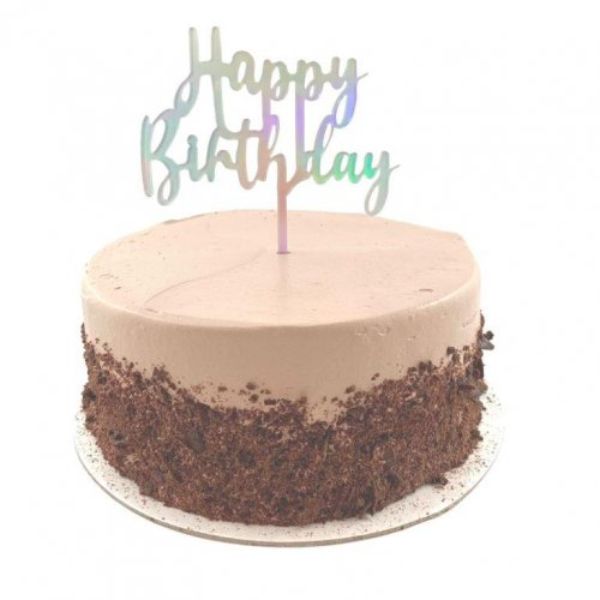 Acrylic Iridescent Happy Birthday Cake Topper - 0.2cm