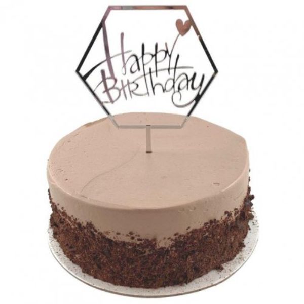 Acrylic Silver Happy Birthday Cake Topper - 0.2cm