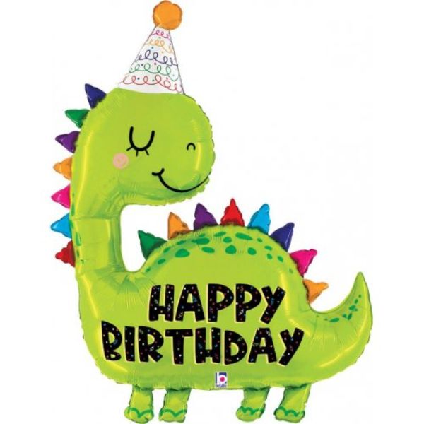 Dino Shape Happy Birthday Foil Balloon - 132cm