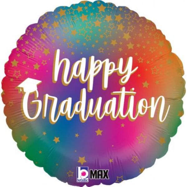 Colourful Happy Graduation Round Foil Balloon - 46cm