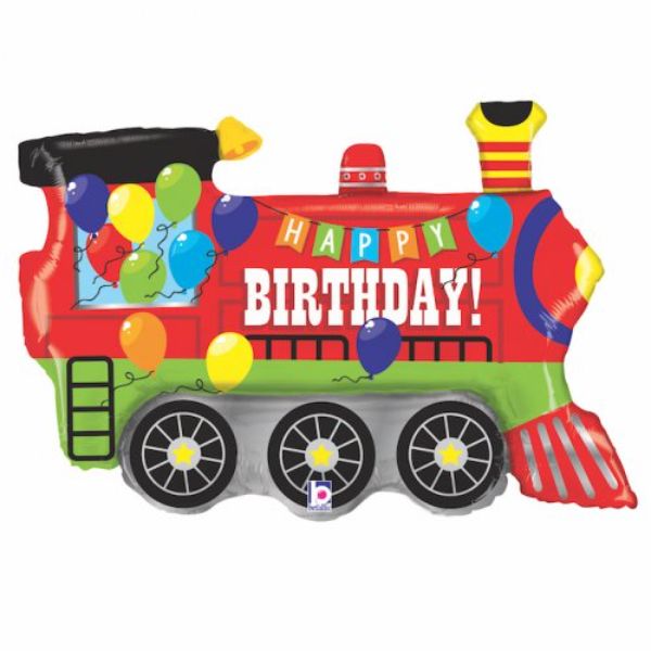 Happy Birthday Train Foil Balloon - 93cm