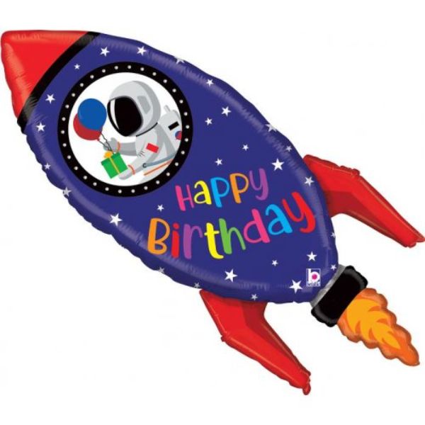 Birthday Rocket Shape Foil Balloon - 101cm