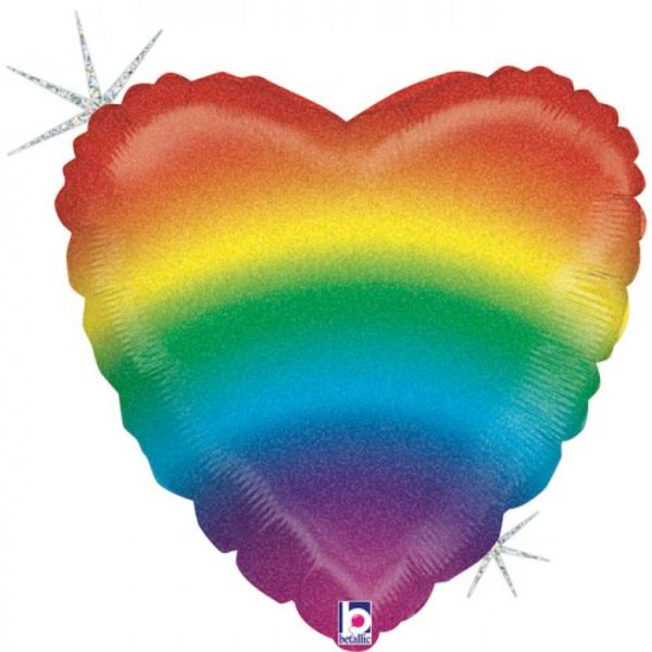 Glitter Rainbow Heart Foil Balloon - 46cm