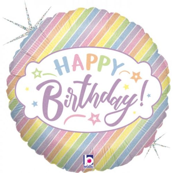 Pastel Birthday Round Foil Balloon - 46cm