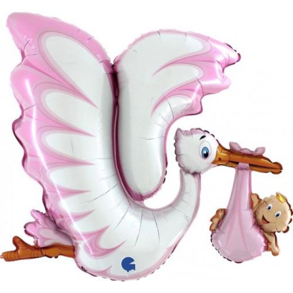 Pink Stork Baby Delivery Foil Balloon - 134cm