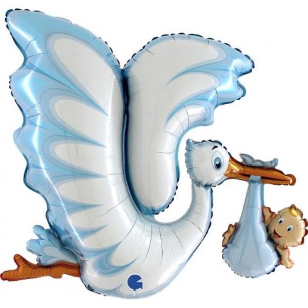 Blue Stork Baby Delivery Foil Balloon - 134cm