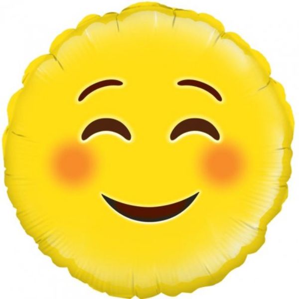 Emoji Blush Smile Round Foil Balloon - 46cm