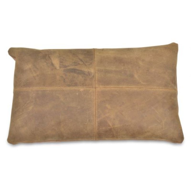 Tan Napa Rect Leather Cushion with FIll - 30cm x 50cm