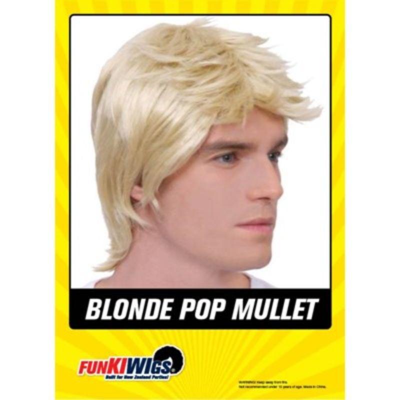 Mens Blonde Pop Mullet Wig