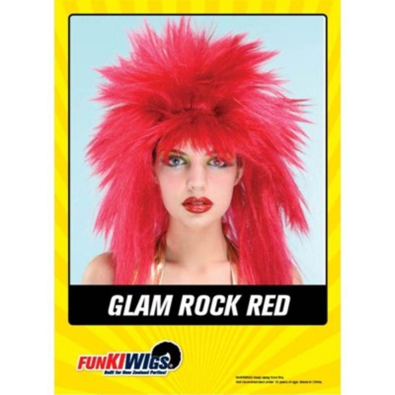 Womens Red Glam Rock Wig
