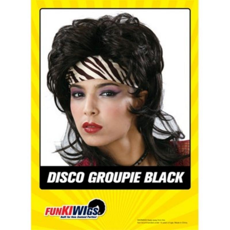 Womens Black Disco Groupie Wig
