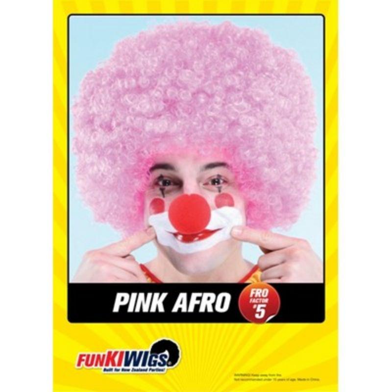 Adults Light Pink Afro Fro Factor 5 Wig