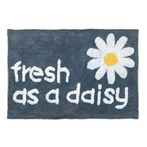 Blue Fresh Daisy Cotton Bath Mat - 50cm x 80cm
