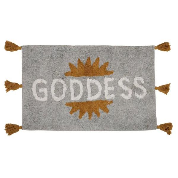 Grey & Gold Goddess Cotton Bath Mat - 50cm x 80cm