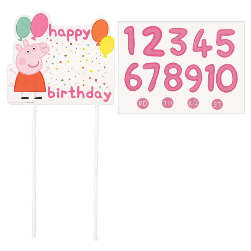 2 Pack Peppa Pig Confetti Party Customizable Cake Topper Pick