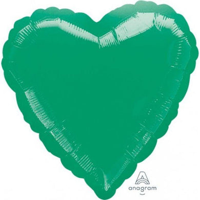 Metallic Green Heart Foil Balloon - 45cm - The Base Warehouse