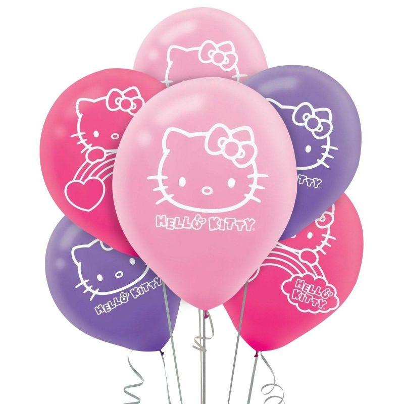 6 Pack Hello Kitty Rainbow Latex Balloons - 30cm
