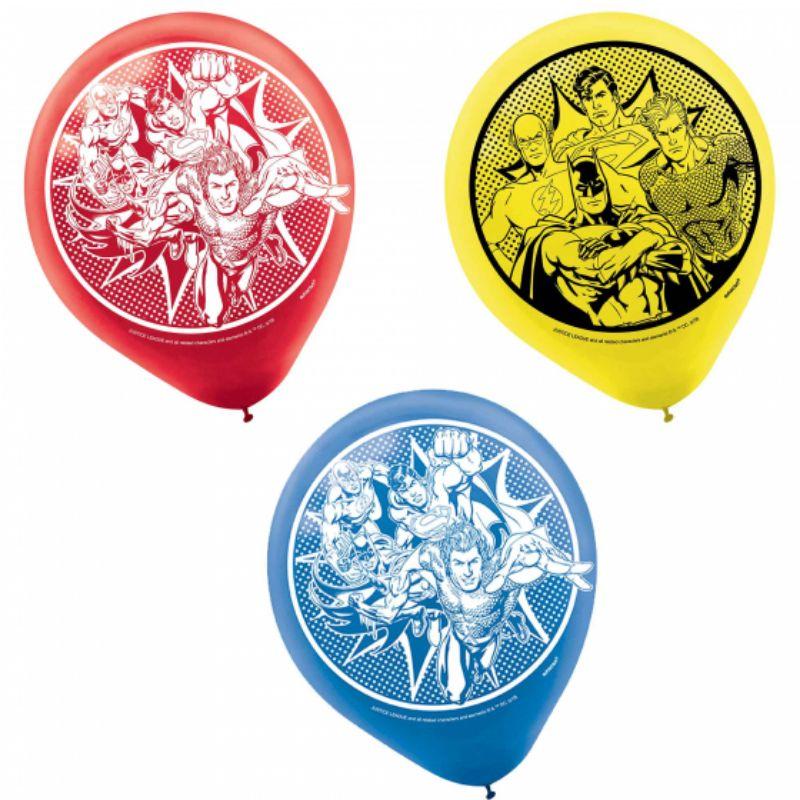 6 Pack Justice League Heroes Unite Latex Balloons - 30cm
