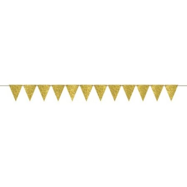 Large Sparkle Gold Paper Pennant Banner
