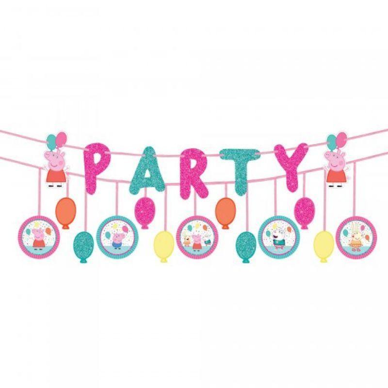 Peppa Pig Confetti Party Glittered Ribbon Banner Kit - The Base Warehouse