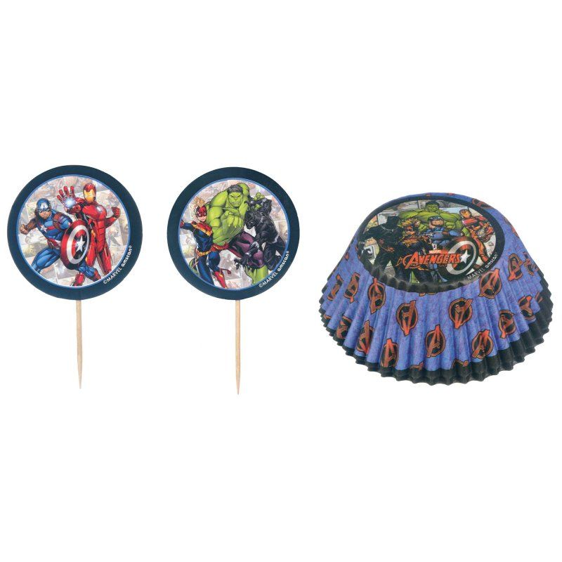 48 Pack Marvel Avengers Powers Unite Cupcake Cases & Pick Sets