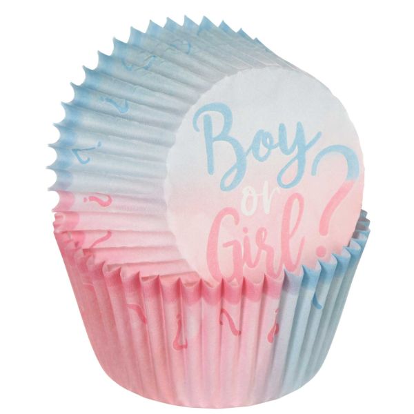 75 Pack Gender Reveal Cupcake Baking Cups - 5cm